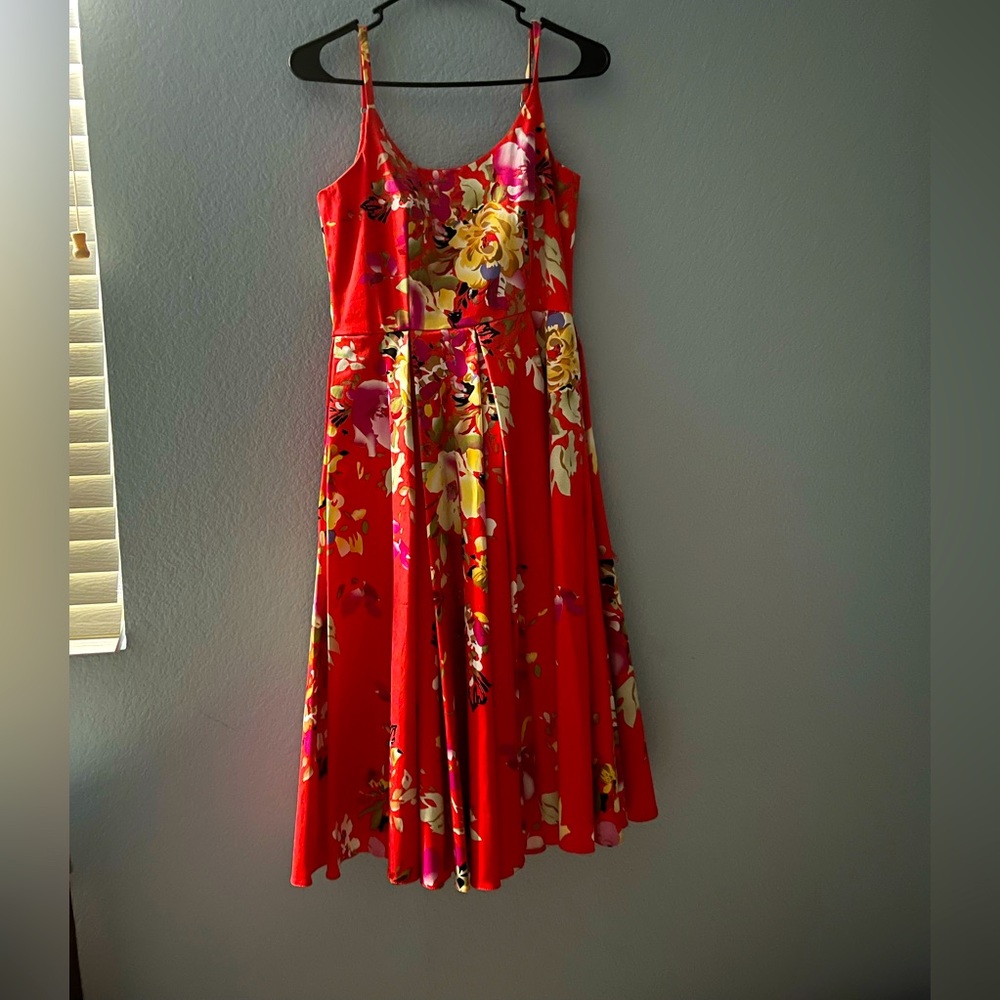 Gorgeous Coral with floral print spring/summer dress